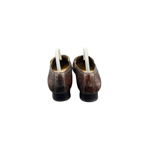 ✨Antonio Melani 8.5M Brown Croc Embossed Loafers Retro Office Chic Uptown - Picture 4 of 6